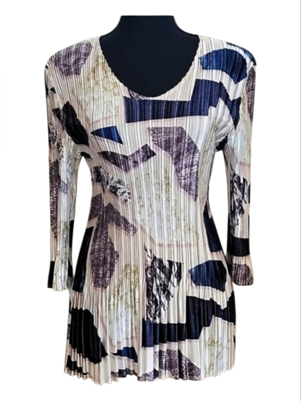 NWT Magic Scarf Mini Pleat Top Abstract Blue OS S-XL.